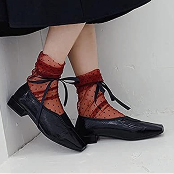 🆕 Polka Dot Ultra Sheer Slouch Dress Socks - Picture 3 of 7